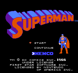 Superman title screen for NES